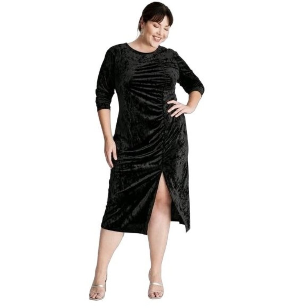 Future Collective Kahlana Barfield Black Velvet Dress 1X